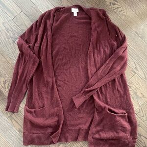 Women's Burgundy Sweater —OLD NAVY OPEN CARDIGAN
